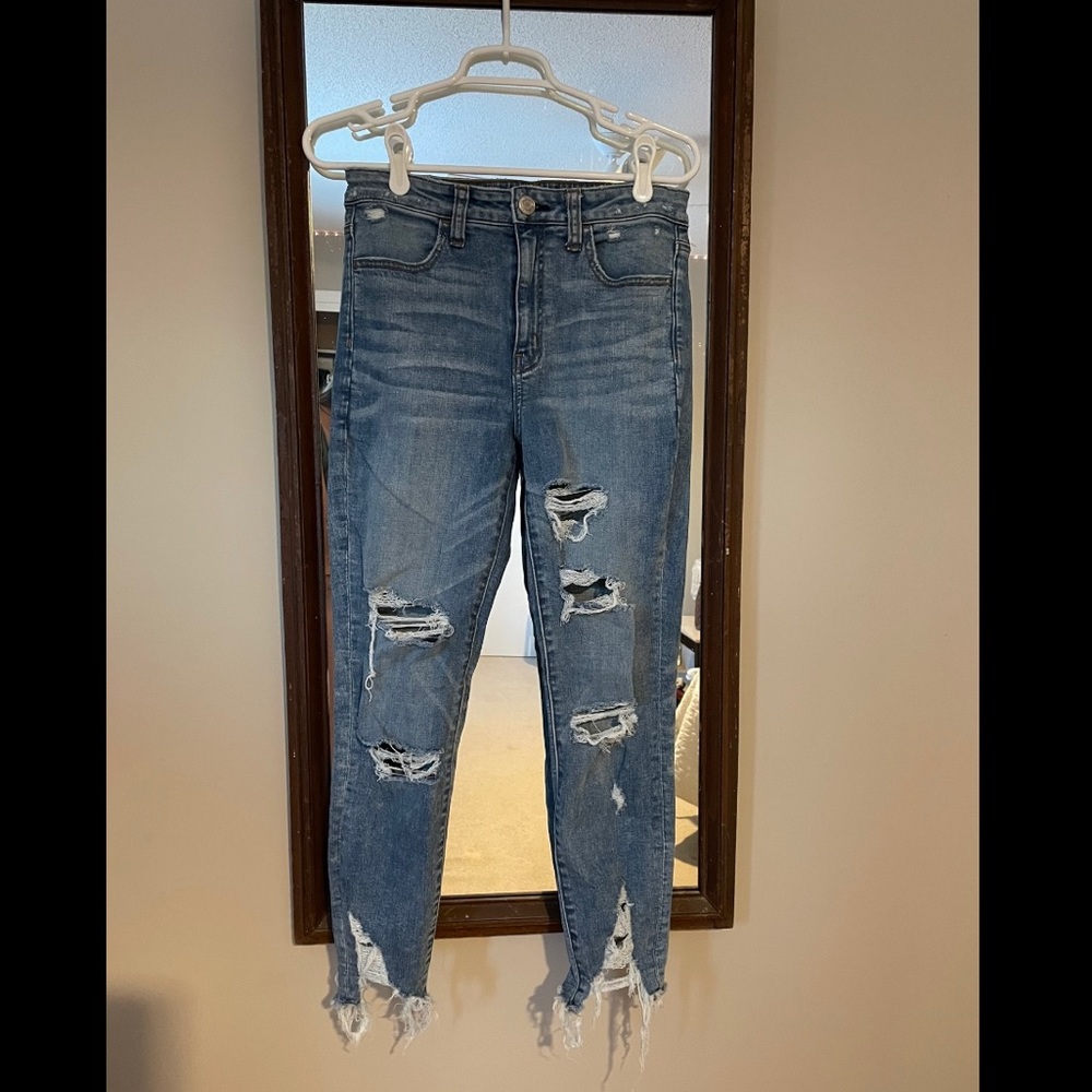 ae super hi-rise crop jeggings